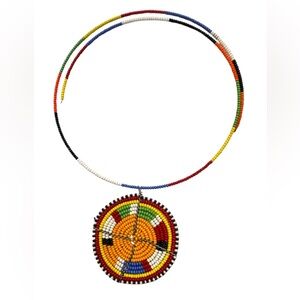 African Maasai beadwork pendant with flexible choker necklace from Kenya